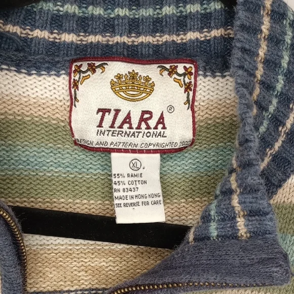 Tiara Women's Striped Sweater - Blue and Green - Picture 2 of 9
